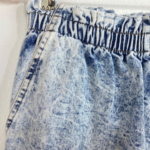 Vtg Acid Wash Cotton Jeans 27/27 Straight Leg Two Pocket Pull-On Elastic Waist - Picture 3 of 9